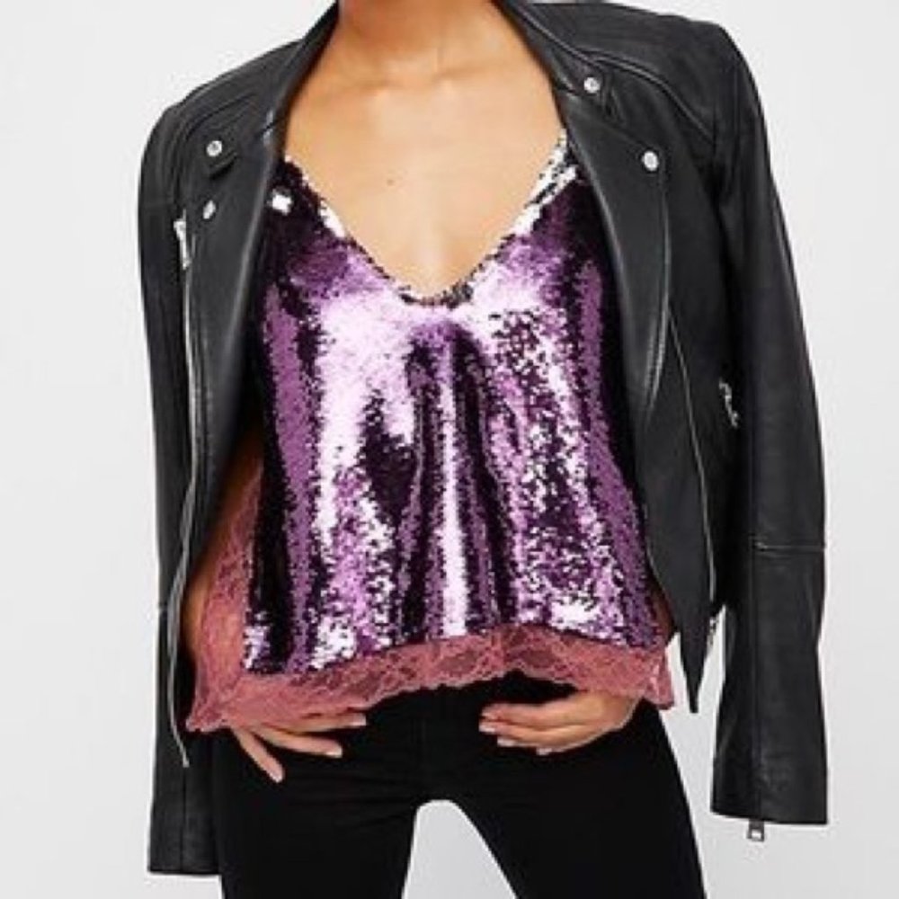 Free People | Purple Sequin Tank - Picture 4 of 6